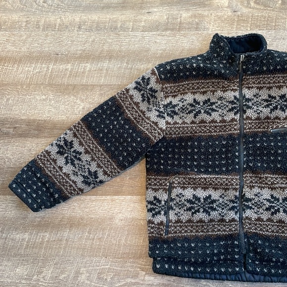 Vintage 90s Banana Republic Cabin Wear Full Zip Sherpa Jacket Nordic—Men’s M - Picture 2 of 11